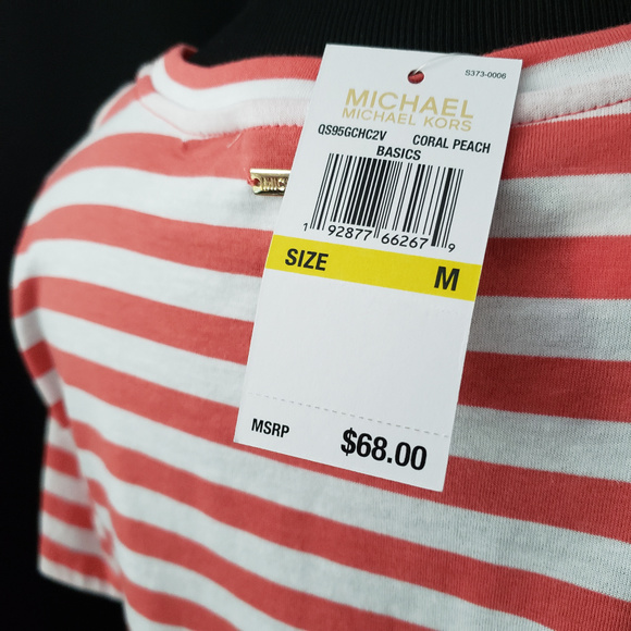 Michael Kors peach striped shirt with front tie - Picture 6 of 8